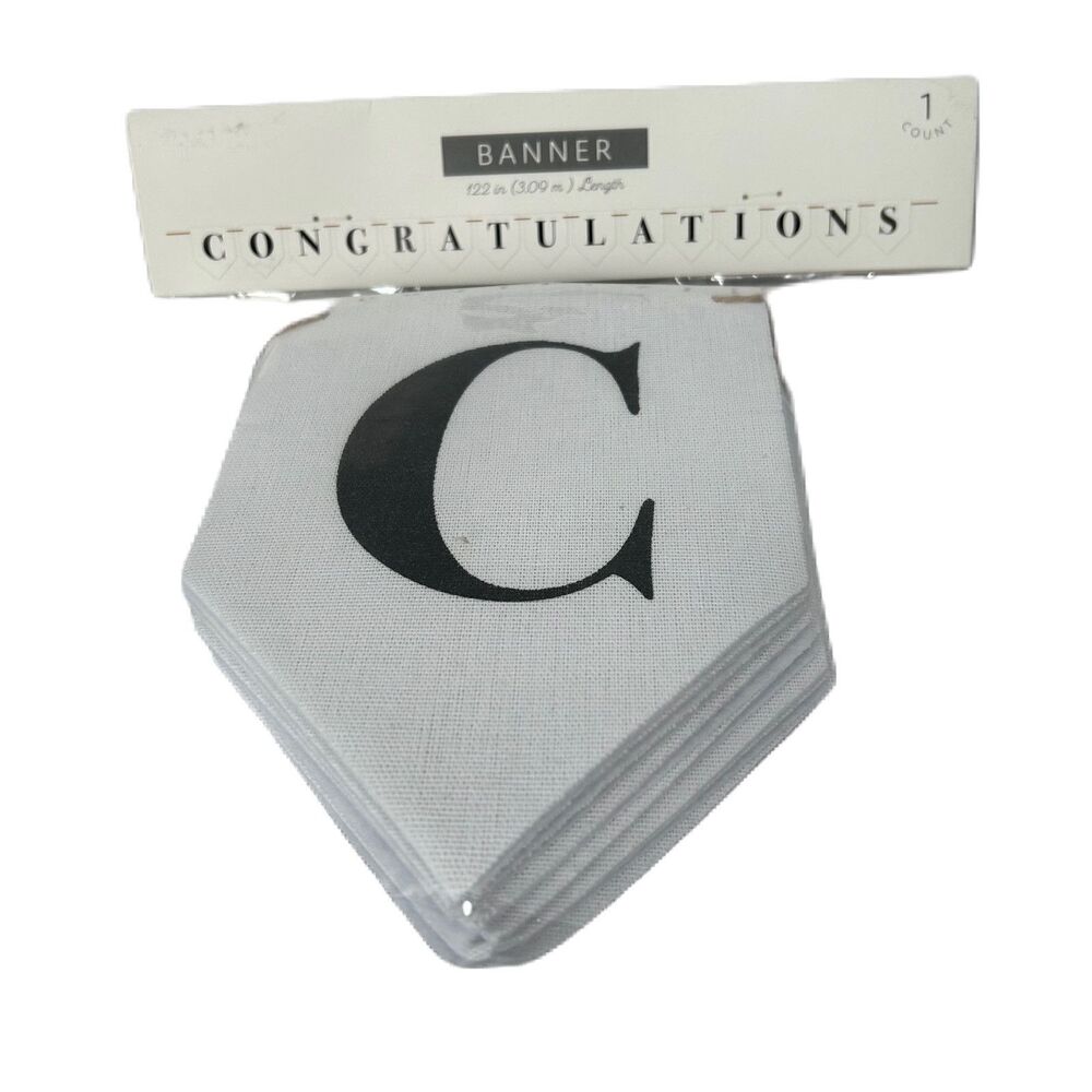 Horizon Banner Congratulations 122 inches White Black Classic Special Occasion